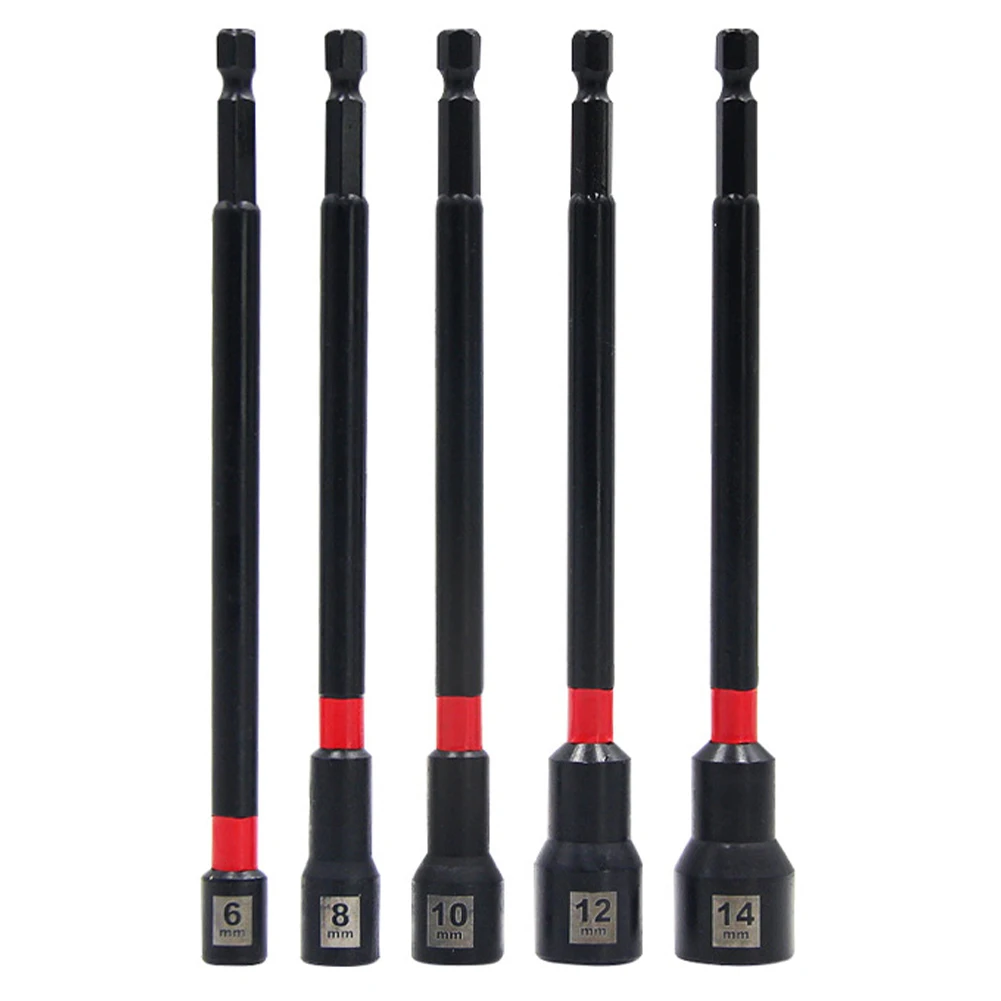 1/5PCS 6 Inch Magnetic Long Nut Driver For Impact Drill Hex Socket Adapter 8-14mm Extended Socket Wrench Power Tool – Detail 17
