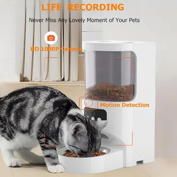 Automatic Cat Feeder with Camera,5G&2.4G WiFi Pet Feeder 1080P HD Pet Food Dispenser with Night Vision,Timed Smart 5