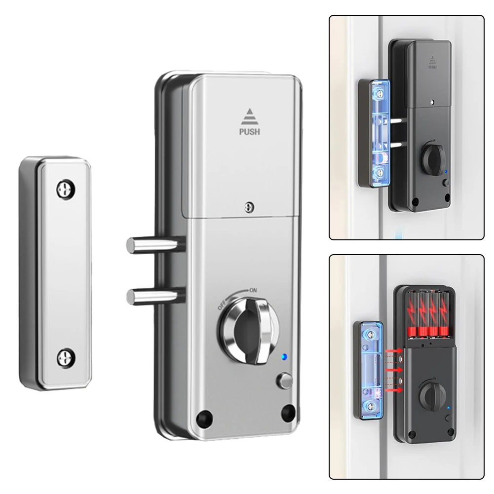 

Door Lock Tuya Smart Invisible Door Lock Wood Door Lock Tuya APP Card Unlock Vacuum Silver Plated Lock Hardware Home Improvement