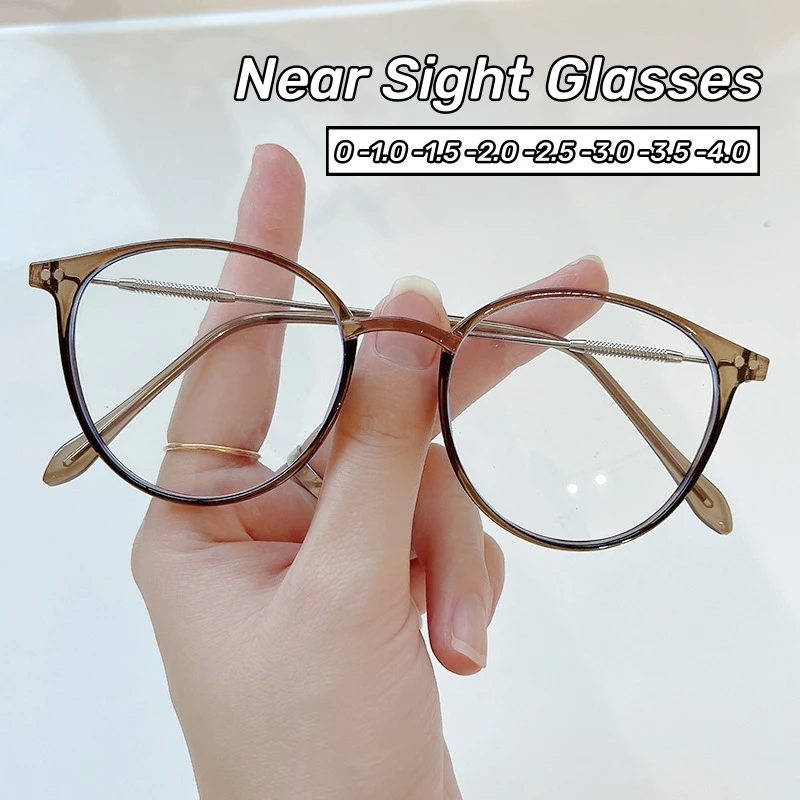 

Ultralight Anti Blue Light Finished Myopia Glasses New Unisex Round Polygon Glasses Fashion Trendy Near Sight Eyeglasses