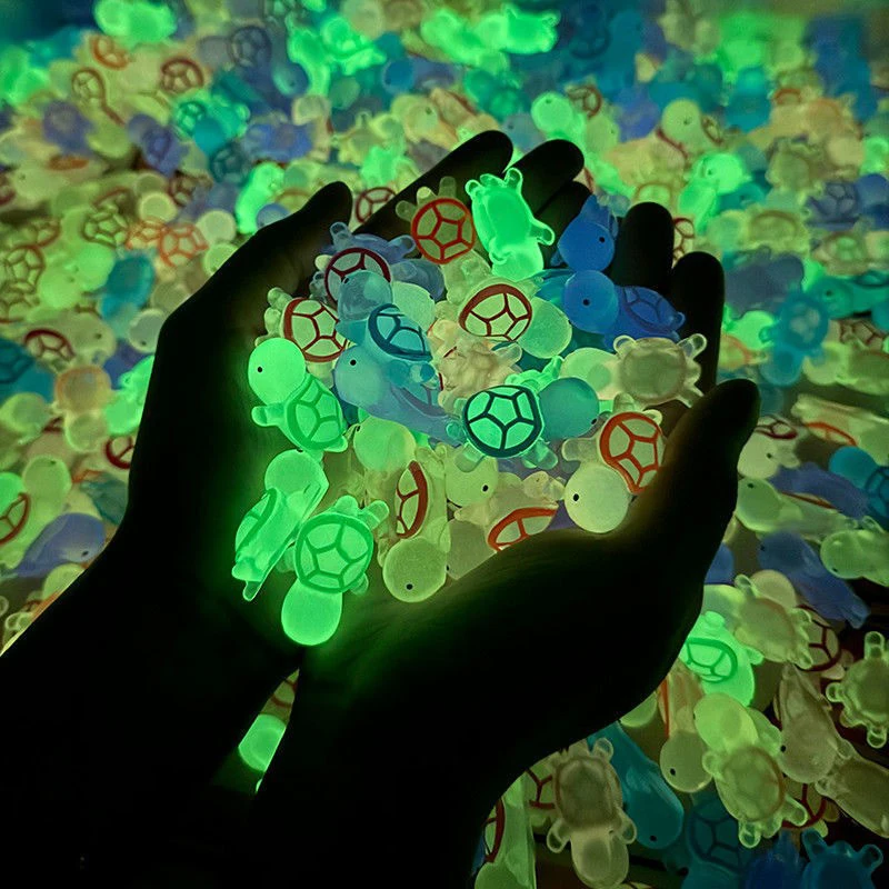 Mini Luminous Turtle Home Decor Landscaping Resin Crafts Glowing Turtle Garden Fish Tank Miniatures Ornaments Decoration 6/10pcs Resin Ornaments