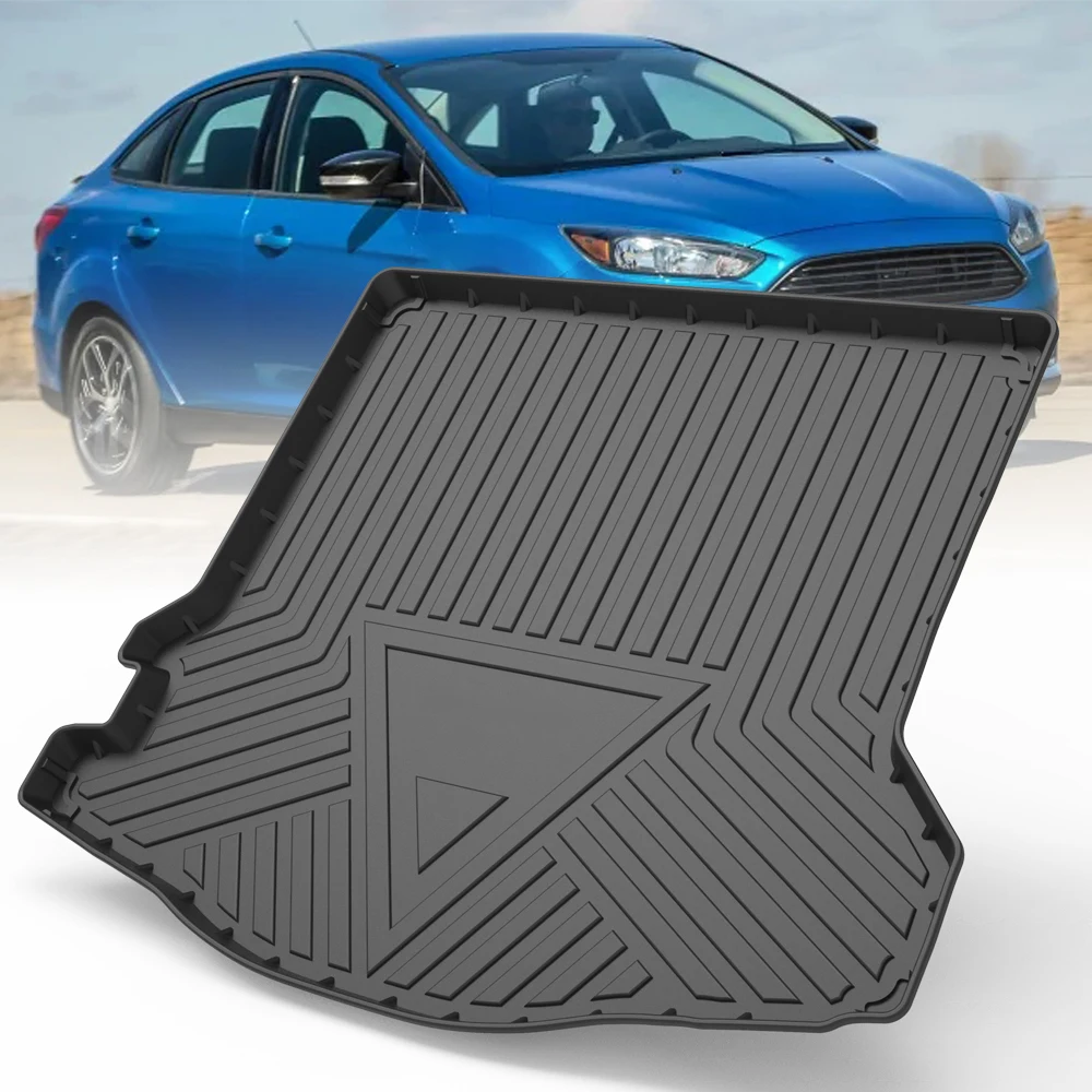 

TPE Car Trunk Mats For Ford Focus Sedan 2012-2018 Rubber Cargo Liner Laser Measured Waterproof Protective Pads
