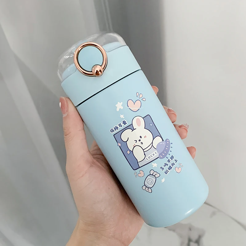 350/480ml Animals Straps Stainless Steel Vacuum Flask Coffee Tea Milk  Travel Straw Cup Cute Bear