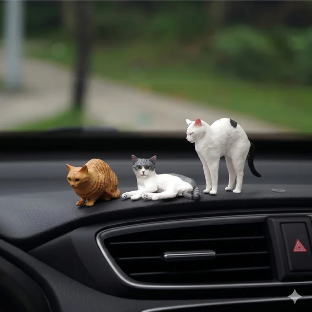 "On the way to work companion, car small decorations, simulated cat, car center console, door and window edge, cute decorations" 1