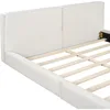 Queen Bed Frame, Modern Upholstered Bed Frame with Velvet Fabric, Grounded Bed with Solid Frame/No Box Spring Needed (Beige) 4