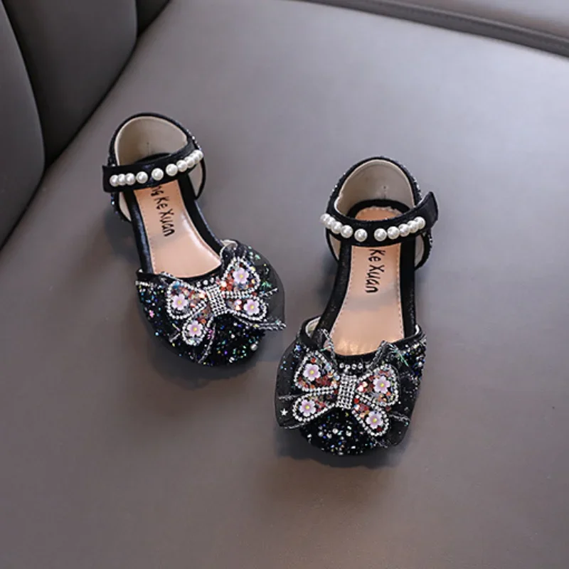 Girls Leather Flat Shoes for Kids Party Wedding
