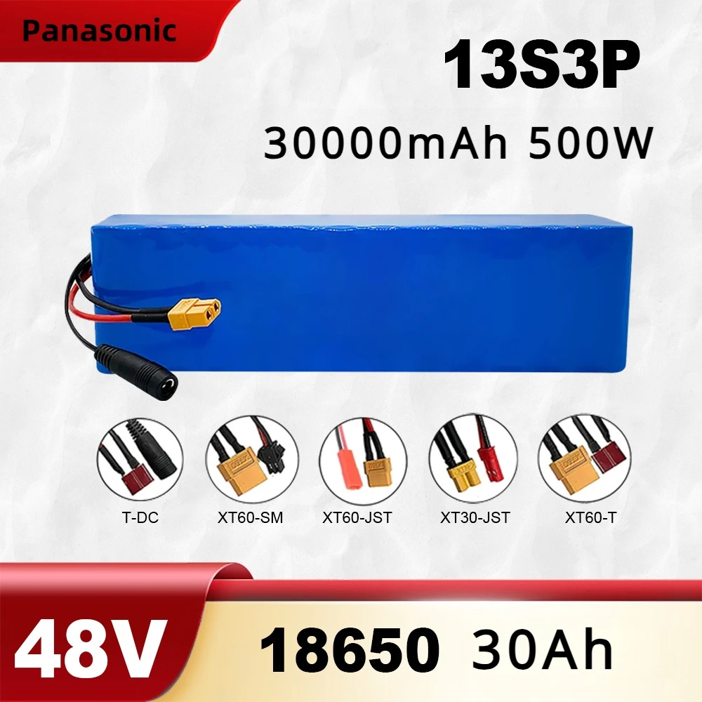 

Electric Bicycle Electric Scooter New 48V 30Ah 500W 13S3P DC Lithium ion Panasonic 18650 Battery Pack 30000mAh with BMS+Charger