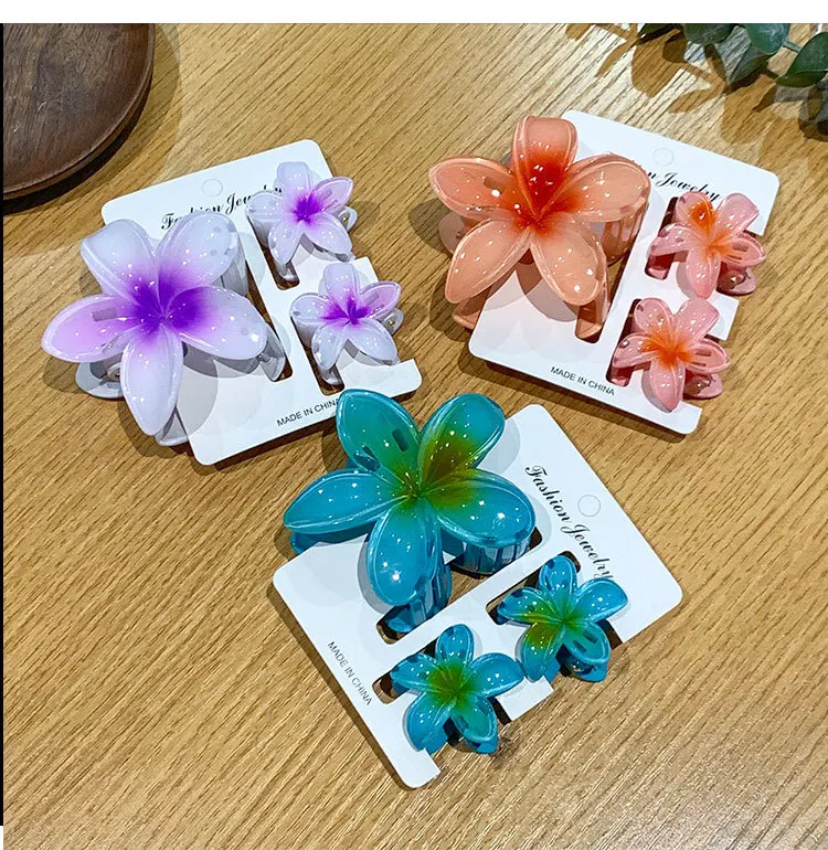 3PCS Hair Clips Egg Flowers Beach Claws Bohemian Hairpin Hair Accessories Vacation Hair Clip Versatile Ponytail Hair Pins Clips 