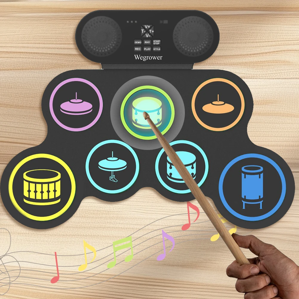 Electronic Drum Set Drum Sticks Pedals Portable Kit Electric Set Xmas Birthday Surprise for Kids and Adults