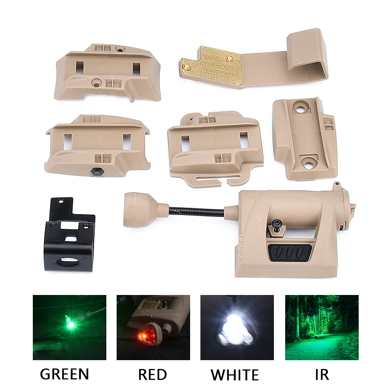 Torcia Tattica Per Casco MPLS - 4 Modalità LED (Rosso, Verde, Bianco, IR), Per Outdoor E Sopravvivenza - Foto 2