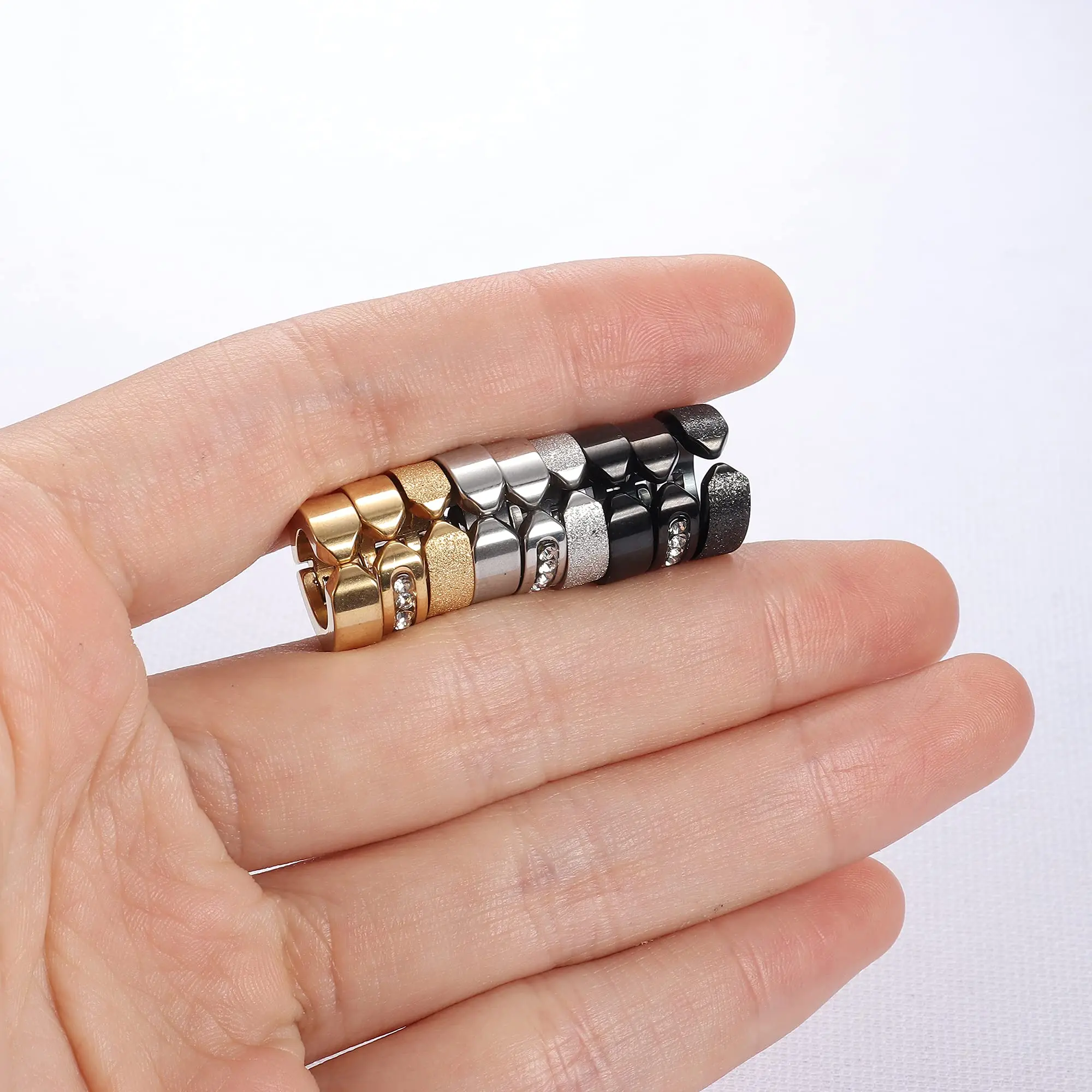 1 Pair/9 Pairs Non-Piercing Earrings Stainless Steel Clip On Hoop Earrings For Men Women Paved CZ Ear Clip Earrings Set 5