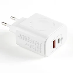 3 - in - 1 Wireless Charging Station with Dual - Port Fast Charging - EU (WHITE)