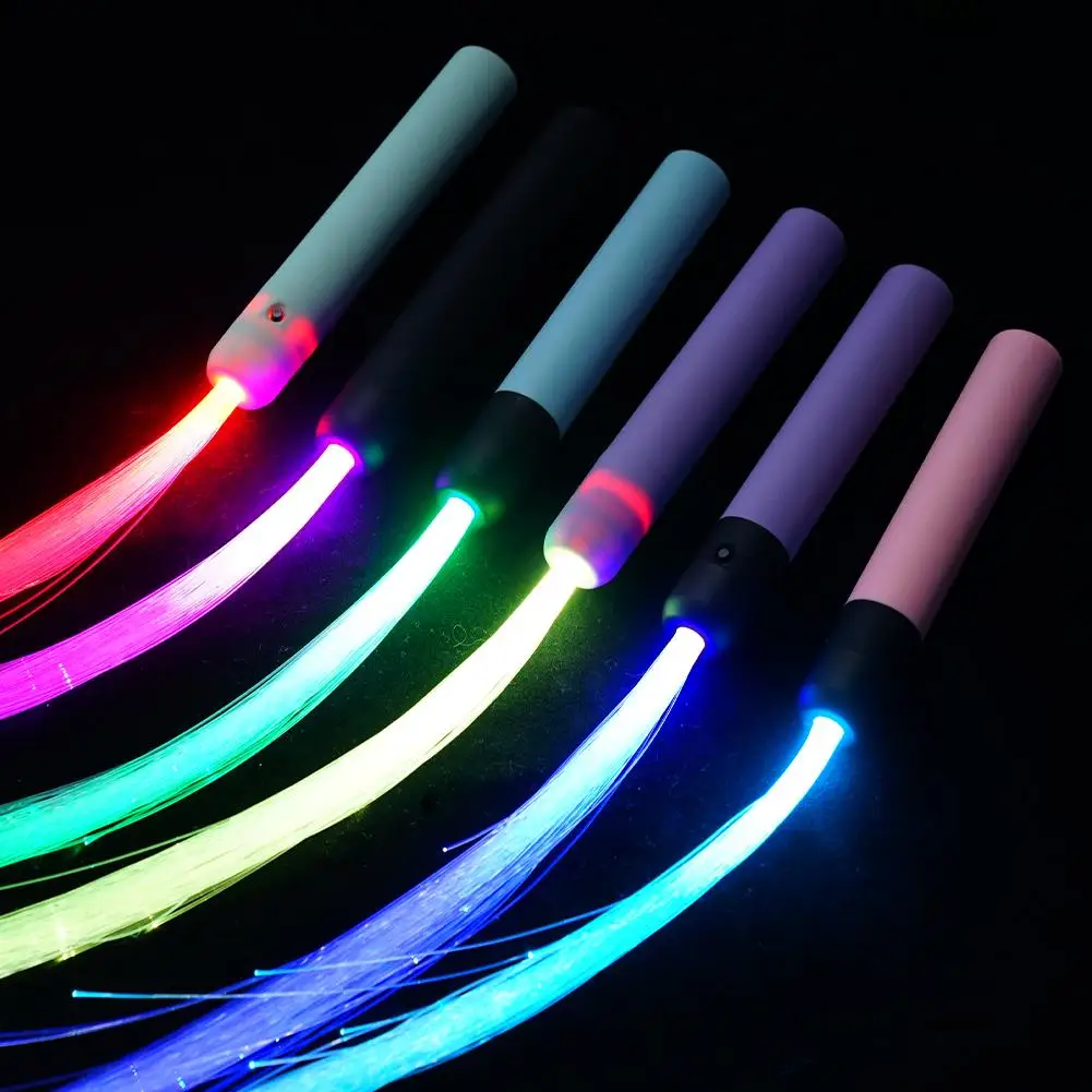 LED Fiber Optic Whip 360&deg; Swivel Super Bright Light Up Rave Toy EDM Pixel Flow Lace Dance Festival Night Party Disco Dance Whips