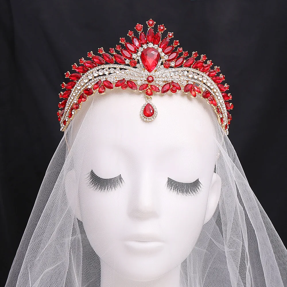 Luxury Silver Color Crystal Bridal Jewelry Sets Rhinestone Tiaras Crown Necklace Earrings Alloy Wedding Dubai Jewelry