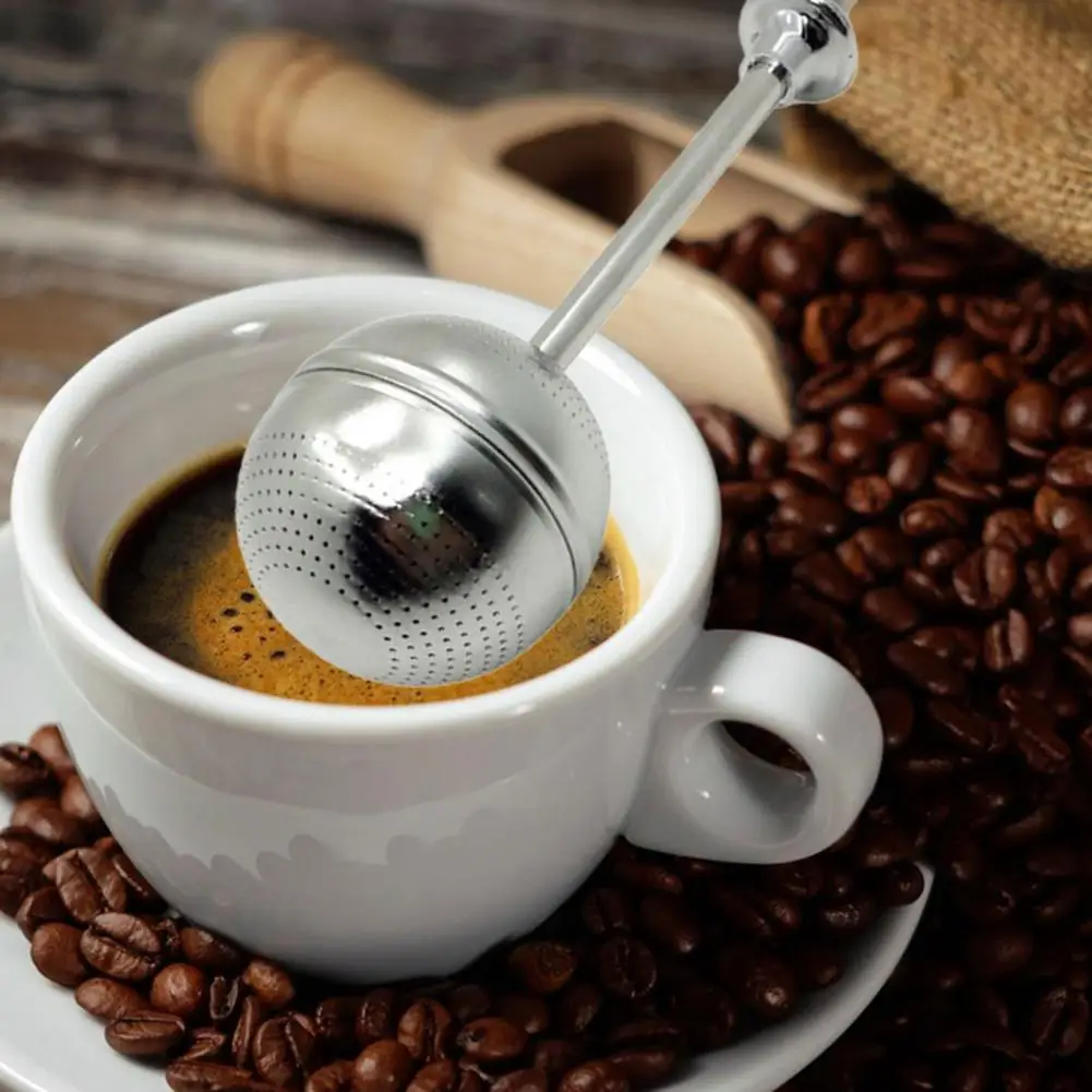 Telescopic Handle Tea Infuser Coffee Filter with Stirring Rod Enhanced Stainless Steel Tea Ball Infuser for Loose Leaf