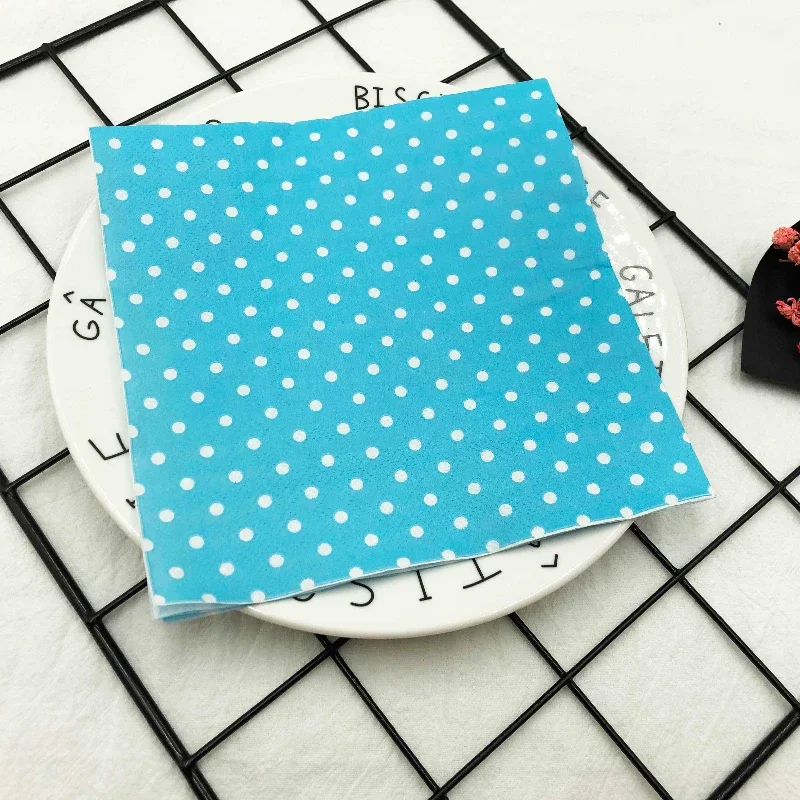 10/20pcs/Pac 33*33cm 2-Ply Custom Colourful Printed Napkins New Two Colour Polka Dot Folded Napkins All Party Napkins Placemats