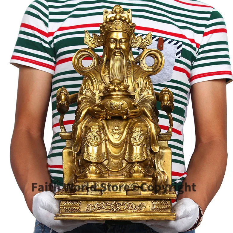 

LARGE # office home protective-efficacious Talisman House Protection Cai Shen Ye God of wealth Money Drawing bronze statue