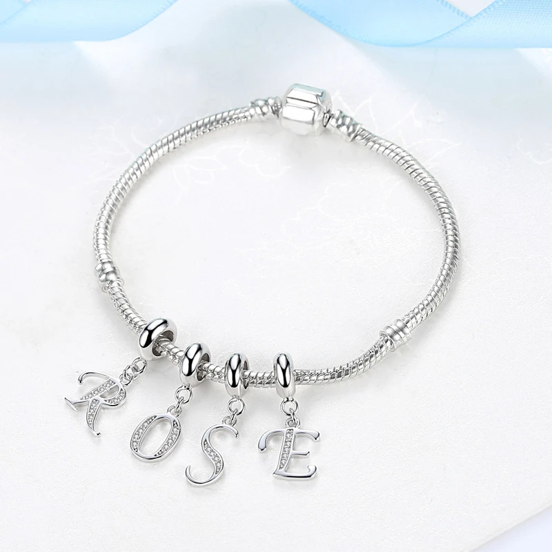 925 Sterling Zilveren Bedels Originele Letter Alfabet A-Z Hanger Kralen Fit Pandora Armbanden Kettingen Diy Sieraden Voor Vrouwen