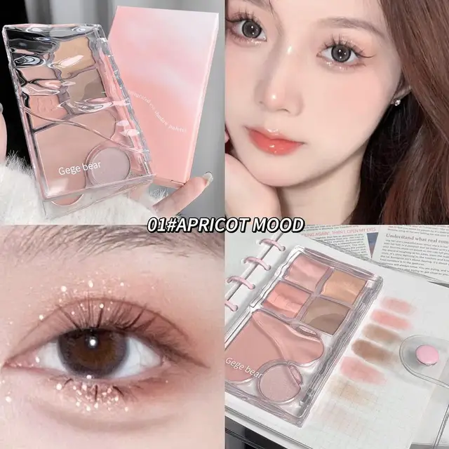 Pinky Heart Gege Bear Eyeshadow Palette Matte Pearlescent Earth Color Sequin Long-Lasting Eyeshadow And Contour Palette