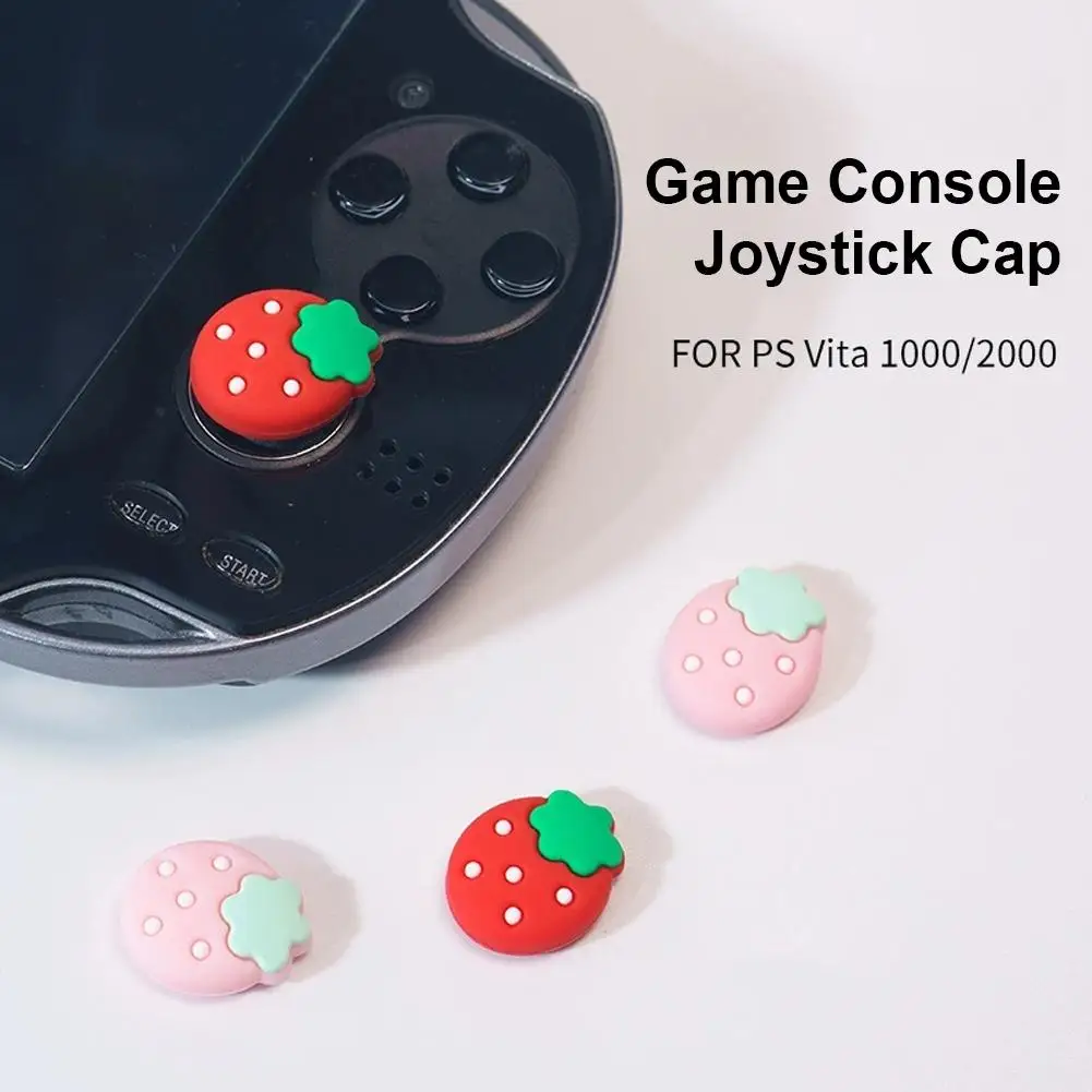PS Vita 1000/2000 딸기 모양 보호 캡용 4pcs 실리콘 소프트 엄지 스틱 그립 캡 조이스틱 커버