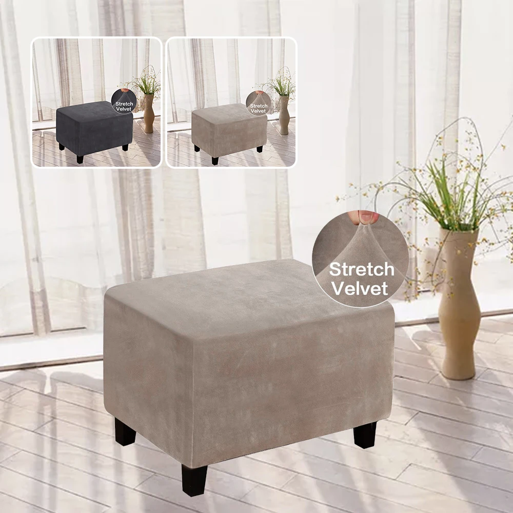 Square Footstool Cover Stretch silver fox Cover Sofa Footrest Stool Slipcover for Living Room Furniture Protector Case 6