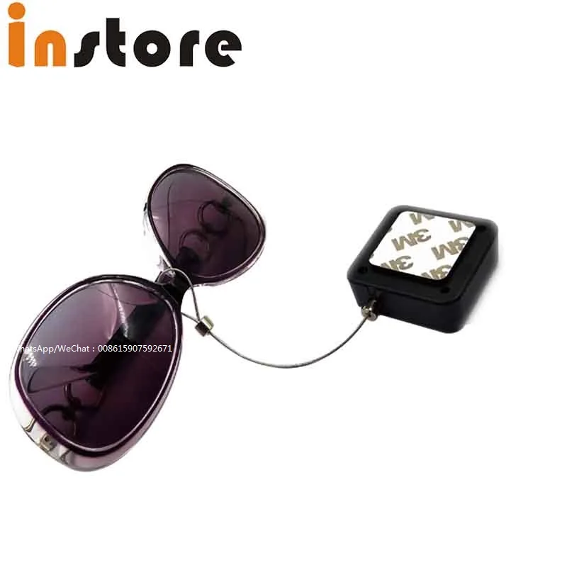 50 Pcs Anti Theft Security Pull Box Recoiler With Retractable Steel Cable For Glasses,Shoes,Watch,Camera,Bag,Electronic