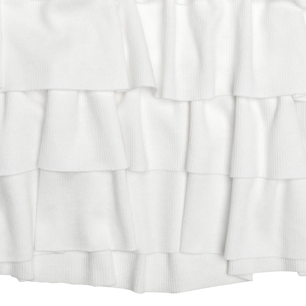 JULISSA MO Ribbed Round Neck Ruffles Women Dress White Long Sleeve High Waist Dress Female Autumn Skinny Elegant Streetwear 2025