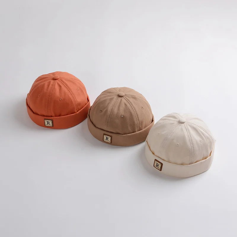 Kids Melon Skull Beanie - Solid Color Brimless Hat for Boys  Girls
