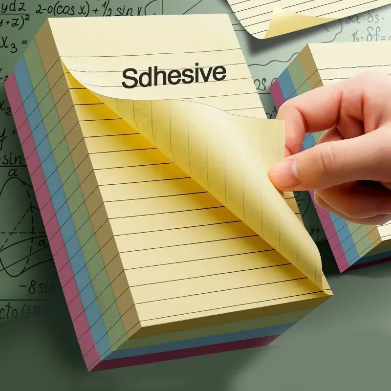200sheets Line Sticky Notes 4 Colors Portable Student Note Marker Writing Sticky Notes Self-Adhesive Easy To Apply Notepad - 2
