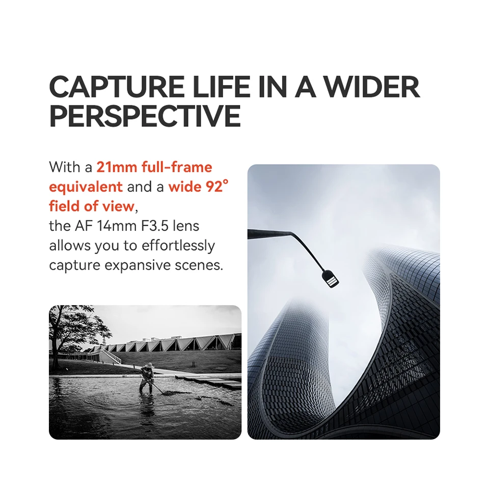 TTArtisan AF 14mm F3.5 Prime Lens Lightweight and Portable Camera Lens compatible with Sony A5000 A6100 A7RM2 A1II 4