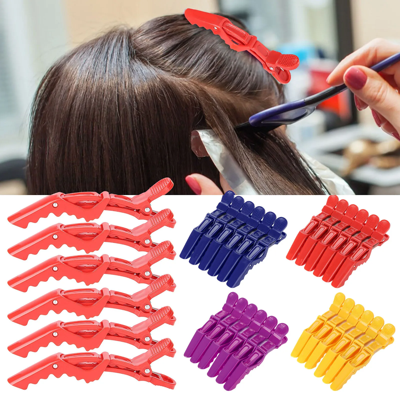 6Pcs Alligator Hair Clip Hairdressing Clamps Plastic Hair Claw Professional Barber For Salon Styling Hairpins Hair Accessories