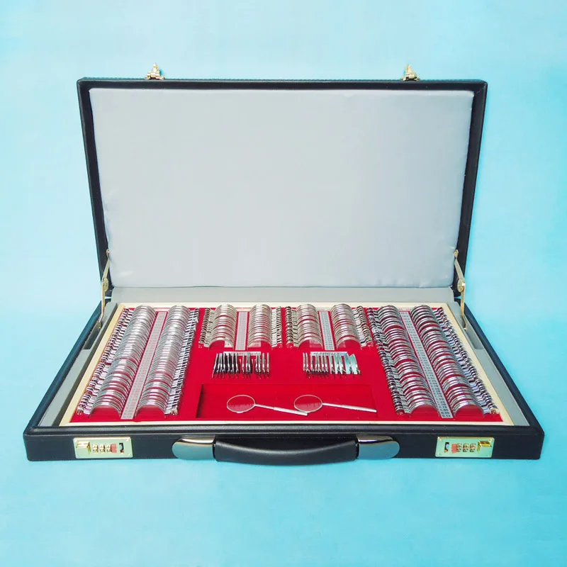 High Quality A Grade 266 Trial Lens Set Trial Lens Case 36.5 Full Size Lens Shiny Metal Rim Clear Axis Marking