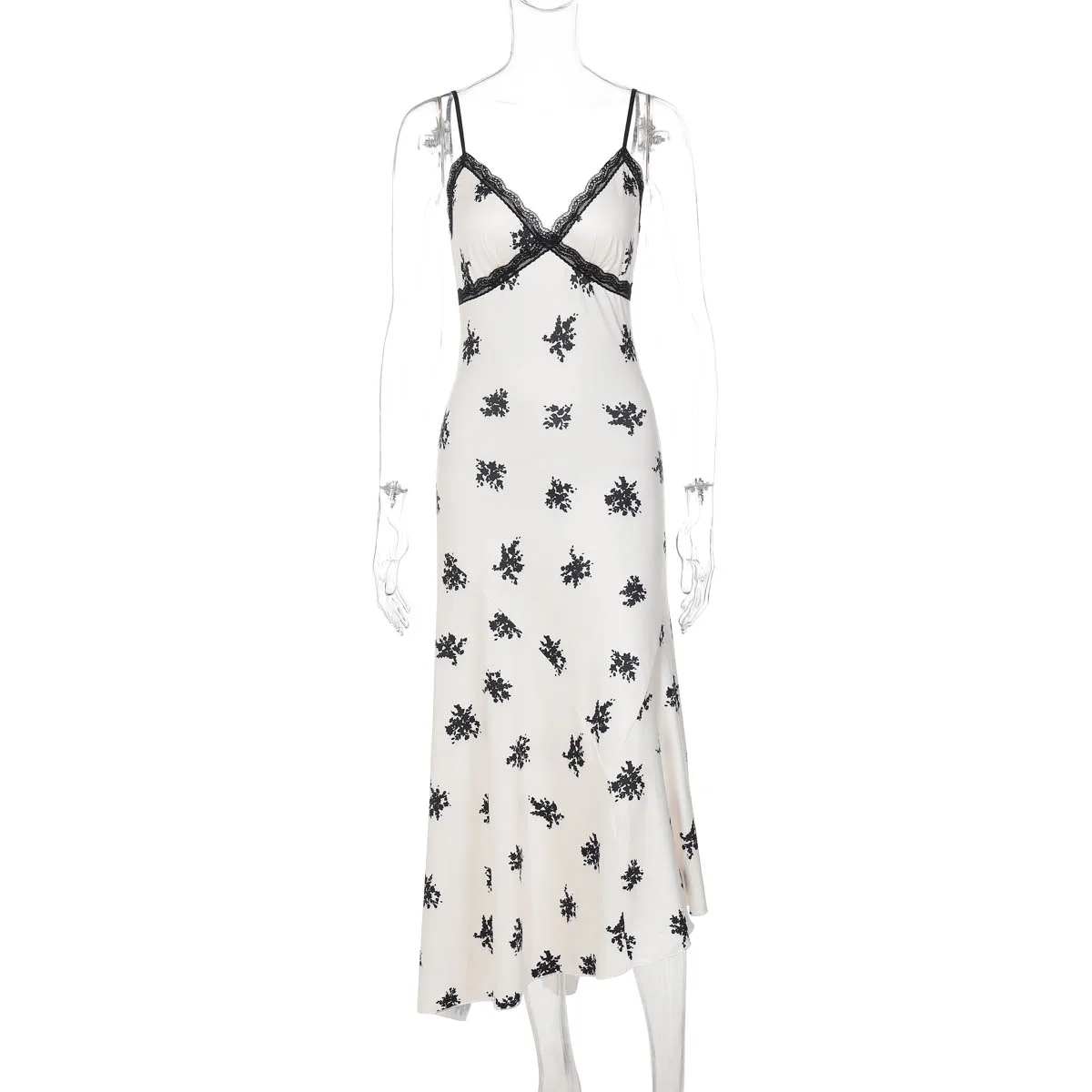 Hugcitar 2026 Floral Print V Neck Slip Backless Sexy Bodycon Maxi Prom Dress Spring Summer Women Clothes Birthday Party Festival