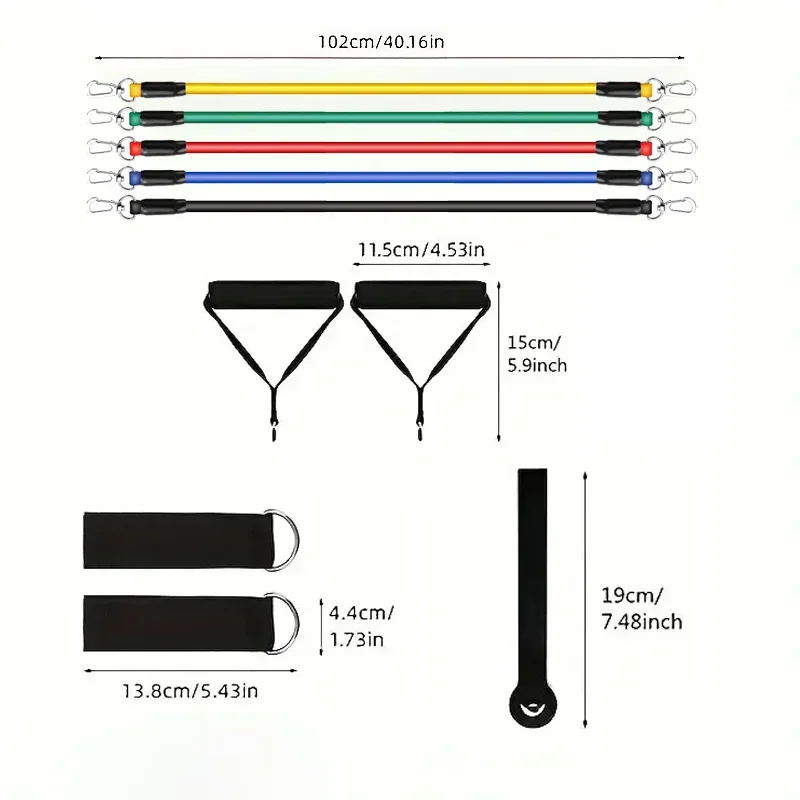 Enhanced Strength Training Fitness Bands with Door Anchor, Handles, and Ankle Straps