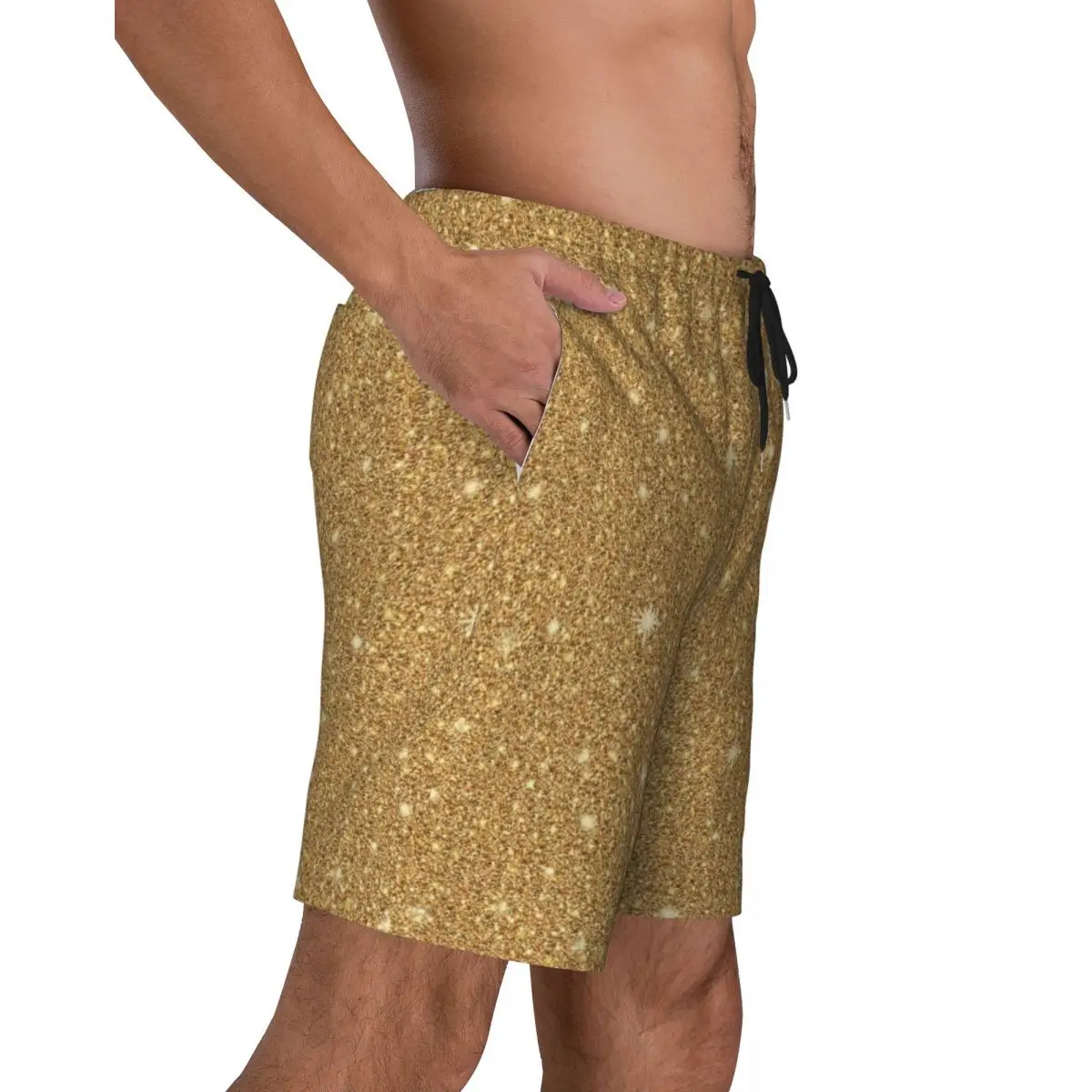 Sparkle Art Board Shorts Summer Glam Gold Glitter Sportswear Beach Shorts Males Quick Dry Casual Design Plus Size Swim Trunks 2