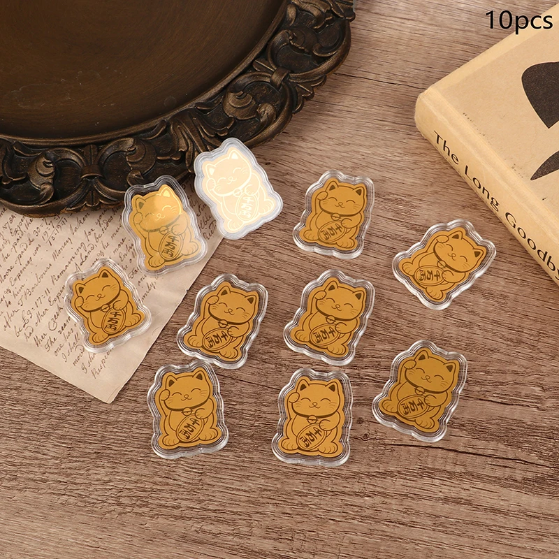 

10Pcs Gold Foil Lucky Cat Mobile Phone Decoration Sticker Chinese Zodiac Lucky Cat Gold Patch Phone Decoration New Year Gift