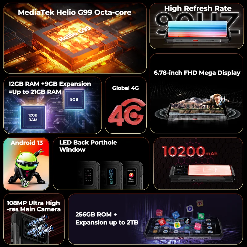 [World Premiere] HOTWAV Cyber X Pro/ Cyber X Rugged G99 12GB/8GB+256GB 6.78'' FHD+ 90Hz 108MP 10200mAh Battery 3