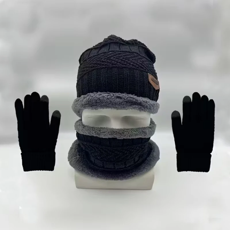 Men'S Winter Hat & Scarf Set,Cozy Knit Beanie with Fleece Lining, Warm Gloves, and Matching Scarf,Winter Accessories