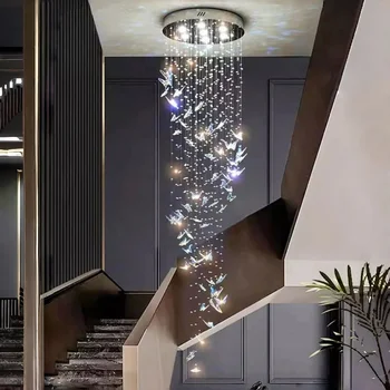 Grand Butterfly K9 Crystal Staircase Chandelier 1