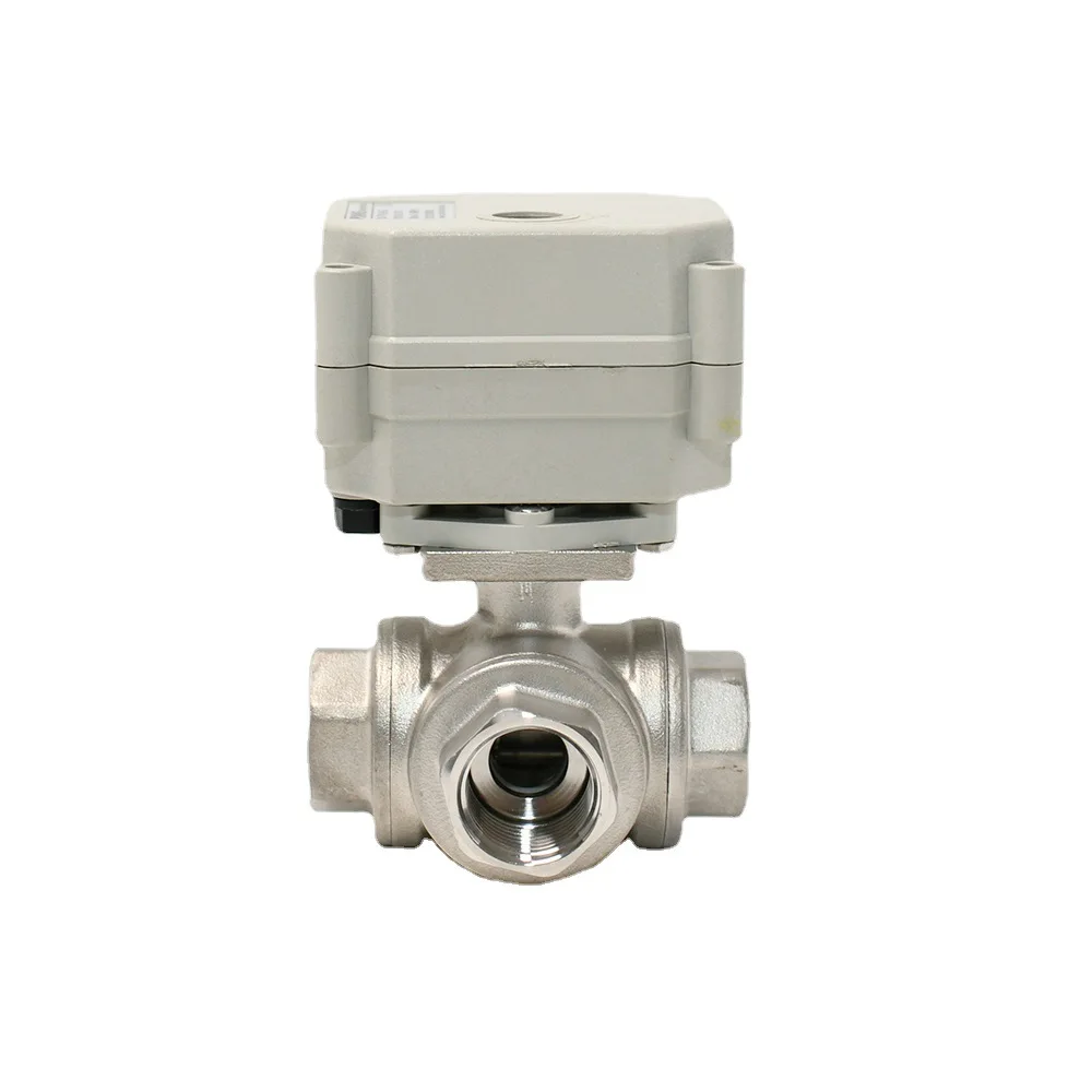 DN15 Stainless Steel Electric 3-Way Water Valve 1/2'' L/T Type For HVAC Water Automatic Control Water Heating Solar Wate 1 2 3 4 1 2 stainless steel 304 bsp thread three 3 three way ball valve t type l type dn15 dn20 dn25 dn32 dn40 dn50