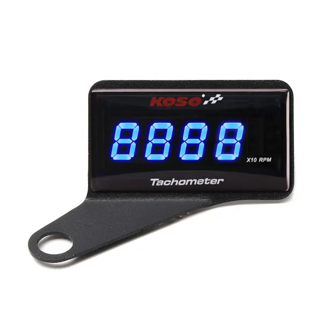Koso Mini RPM Meter Digital Square LCD Display Engine Tach Hour Meter Tachometer Gauge for BMW YAMAHA KAWASAKI Racing Motorcycle rpm-blue-set-left
