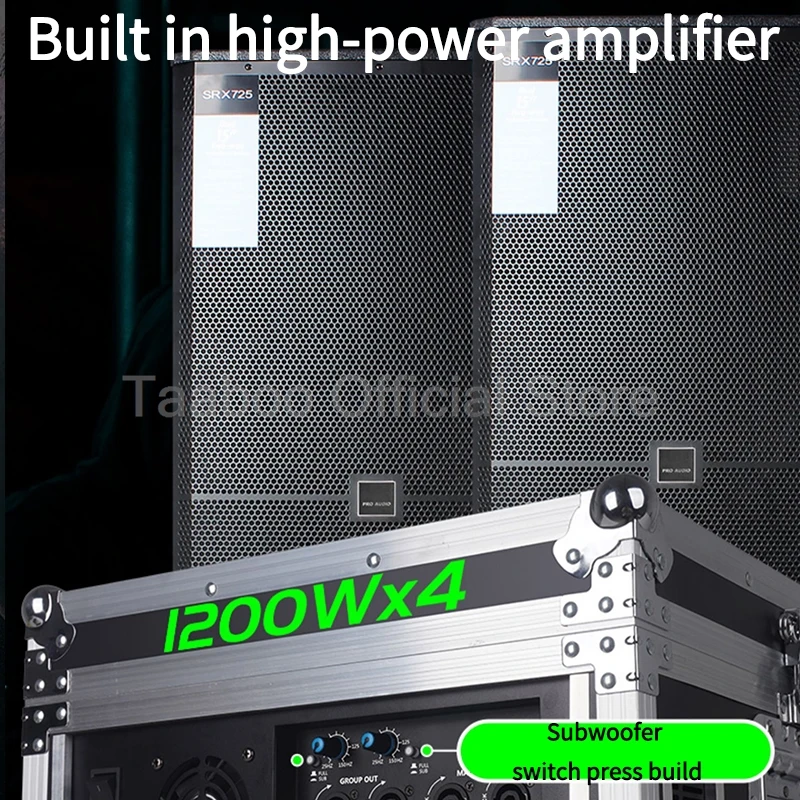 4 Channel 1200Wx4 High-power Amplifier Equipped with Wireless Microphone Dual Group Subwoofer Amplifier with Mixing Console