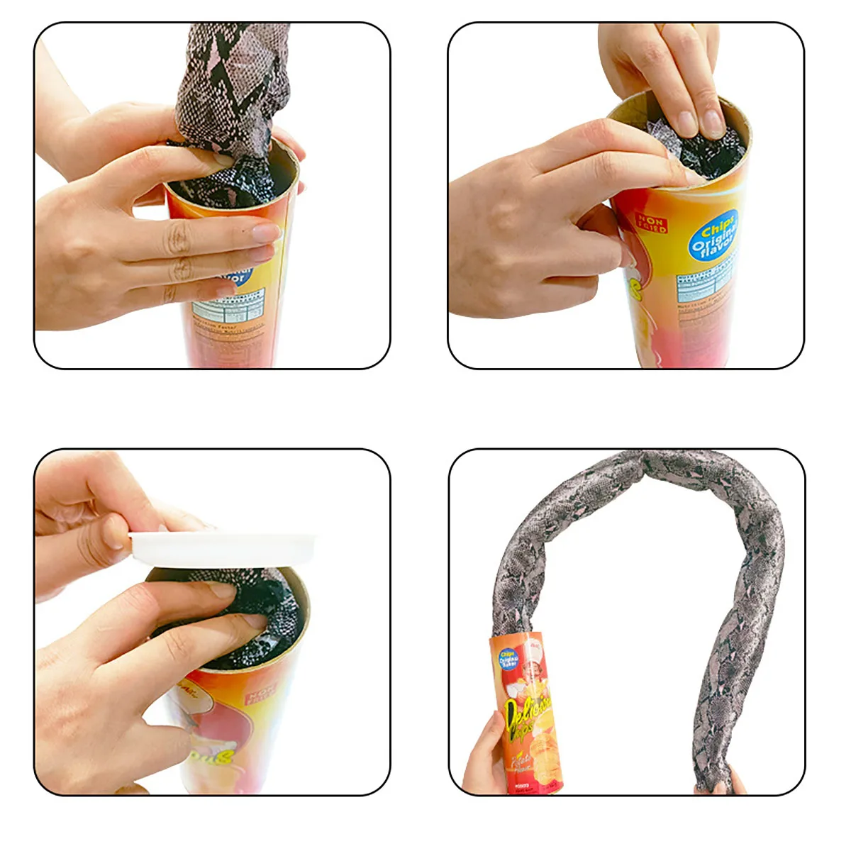 The Potato Chip Snake Stage Magic Tricks Snake Toy April Fool Day Halloween Party Jokes in A Can Gag Gift Scary Fries Fun Toys