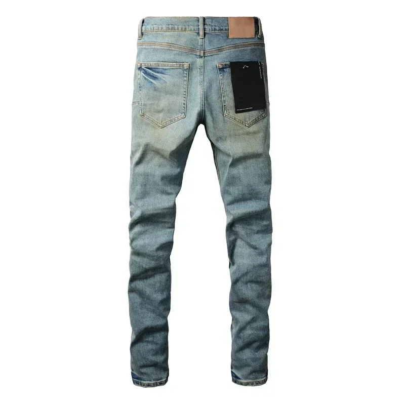2024 Purples Jeans Men denim pants distressed slim fitting paint brands Fashion  Repair Low Rise Skinny Denim pants 2