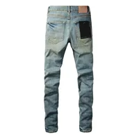 2024 Purples Jeans Men denim pants distressed slim fitting paint brands Fashion  Repair Low Rise Skinny Denim pants 2