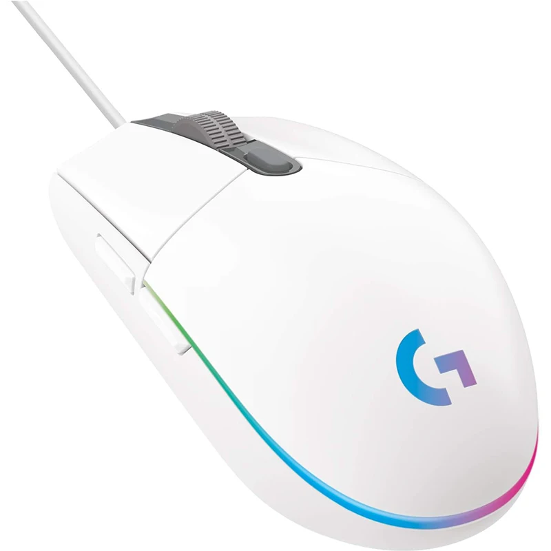 로지텍 G102 마우스 USB 유선 게이밍 마우스 8000 DPI 레인보우 광학 효과 스크린 e스포츠 유선 마우스, 지연 없음