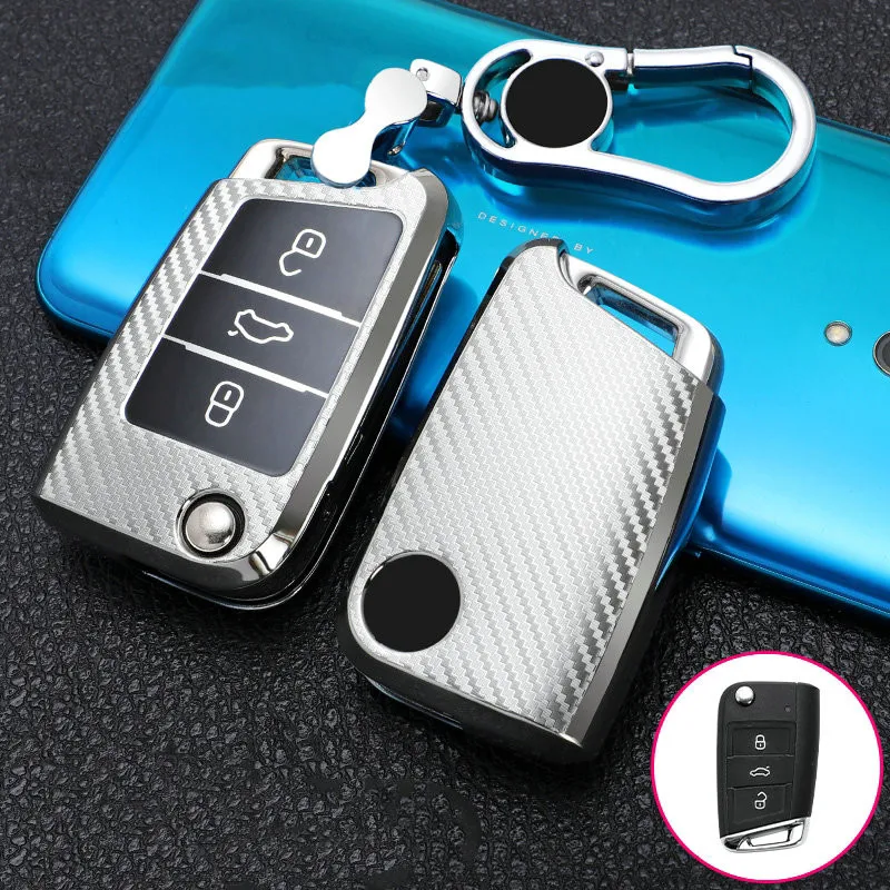 Tpu 탄소 섬유 자동차 키 케이스 커버, 폭스 바겐 골프 7 MK7 티구안 MK2 좌석 Ateca Leon FR 2 이비자 스코다 옥타비아 A7