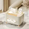 1pc, Multifunctional Desk Organizer, Tissue Boxes, Remote Control And Miscellaneous Storage Box, Car Desktop Tissue Holder 5