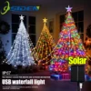1PC Five-pointed Star Waterfall Lights USB/Solar Powered  Christmas String Lights for Christmas Party Halloween Home Decor