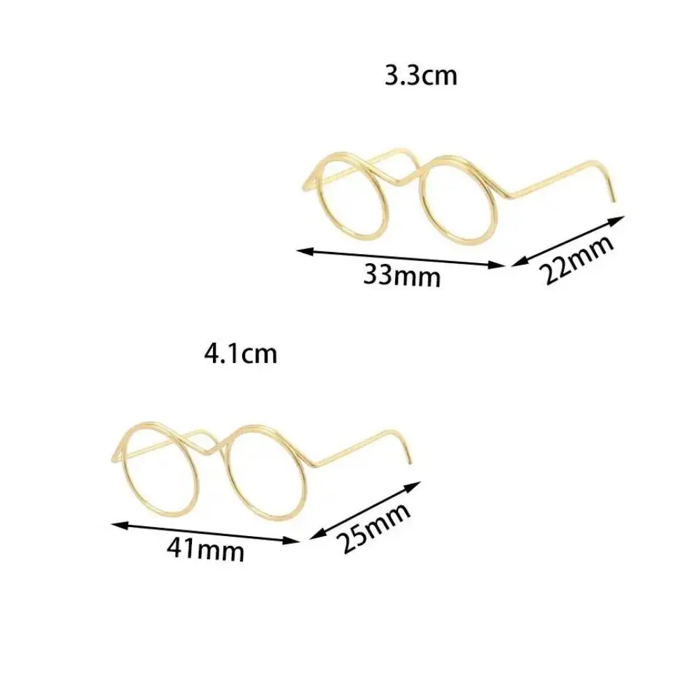 5PCS Black Frame Miniature Doll Eyewear Miniature Round Frame Metal Round Doll Glasses Metal Toys Decoration Doll Mini Glasses